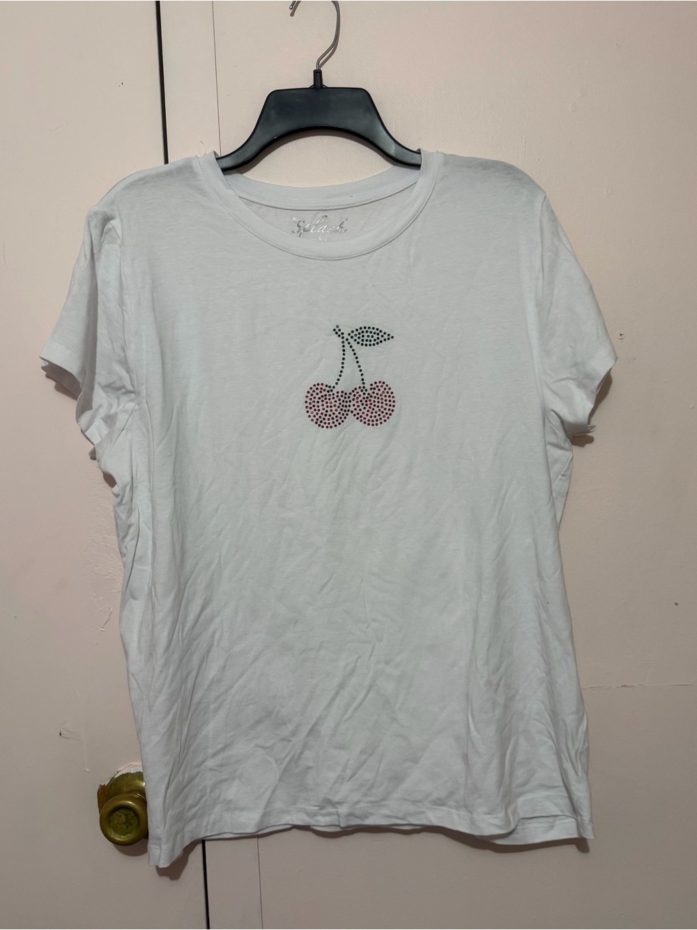 Splash White Baby Tee with Silver Logo Print